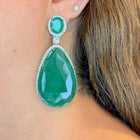Clear Doublet Crystal Teardrop and Zircon Earrings