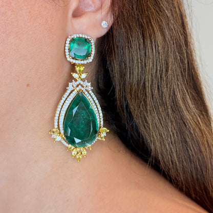 Doublet Dangling Earrings with Zircon Accents