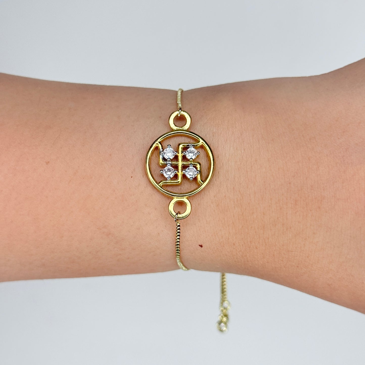 Gold Plated Swastik Bracelet