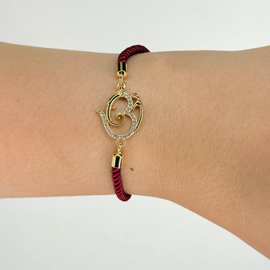 Gold Plated Rope Closure OM Bracelet