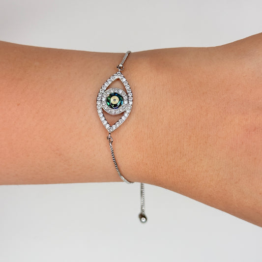 White Finish Evil Eye Bracelet