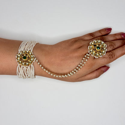Pearl Accented Kundan Hand Harness