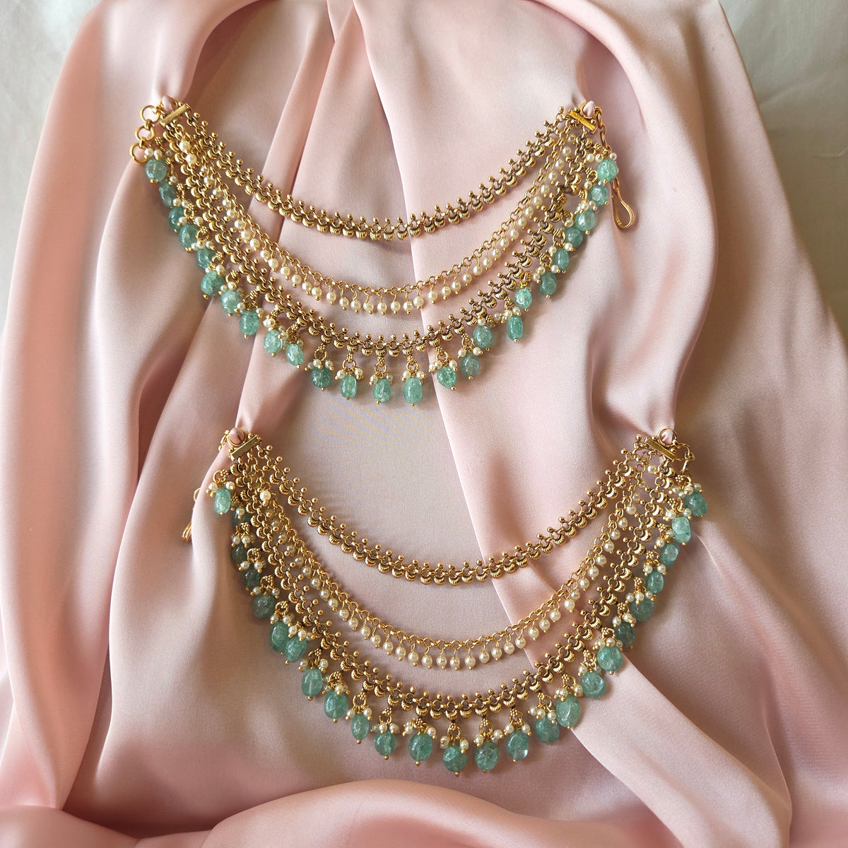 Mint Cascade Ear Chain