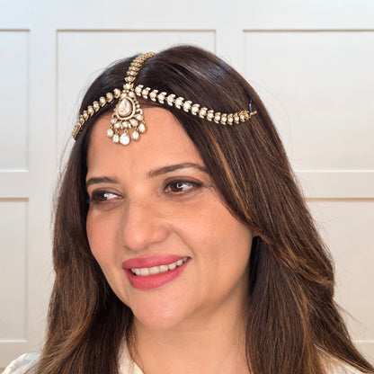 Regal Kundan Cascade Hair Jewellery
