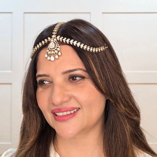 Regal Kundan Cascade Hair Jewellery