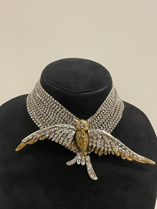 Zircon Studded Bird Motif Bold Necklace