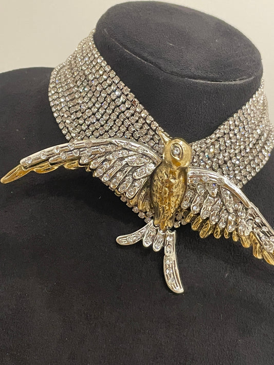 Zircon Studded Bird Motif Bold Necklace