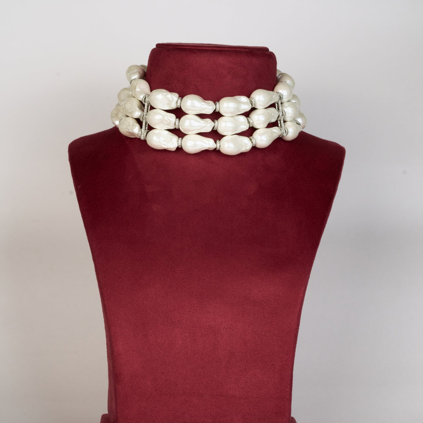 Layered Baroque Pearl Necklace with Zircon Accents