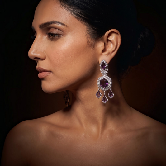 Purple Zircon Statement Necklace Set