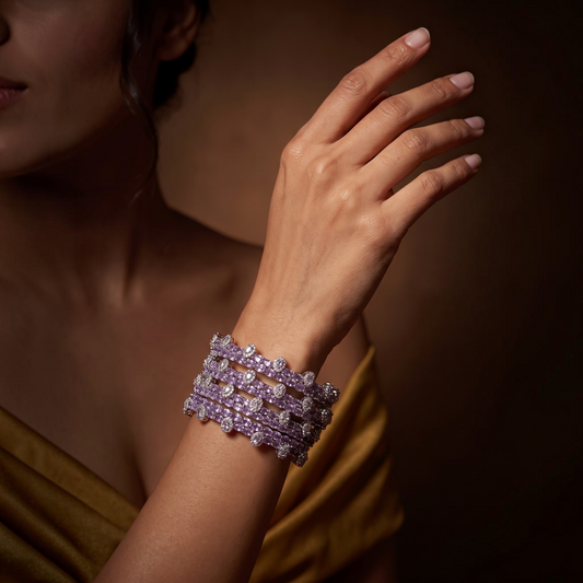 Lavender Bloom Zircon Bangle Set of Two