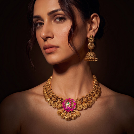 Temple Coin Lakshmi Necklace Set