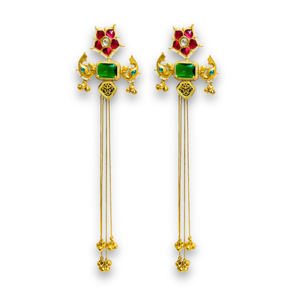 Parrot Motif Shoulder Duster Earrings in Green
