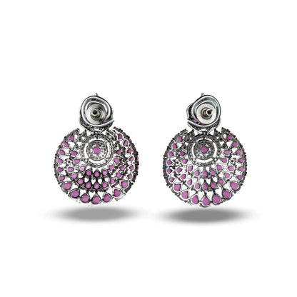 Pair of Pink Zircon Studded Earring On a  white background