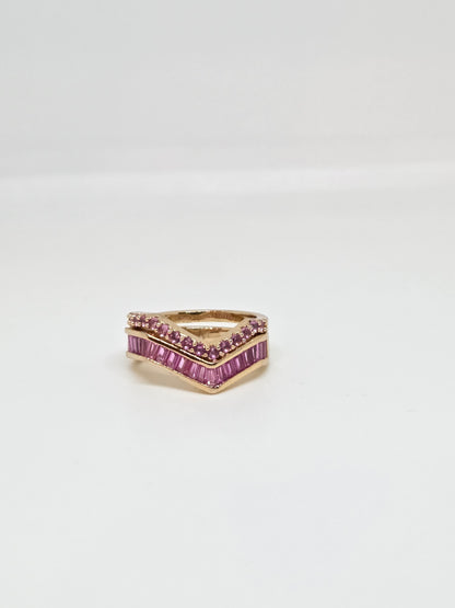 Chevron Cut Gold Finish Ring