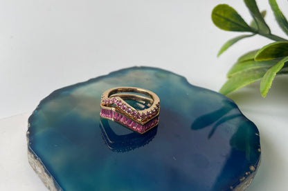 Chevron Cut Gold Finish Ring
