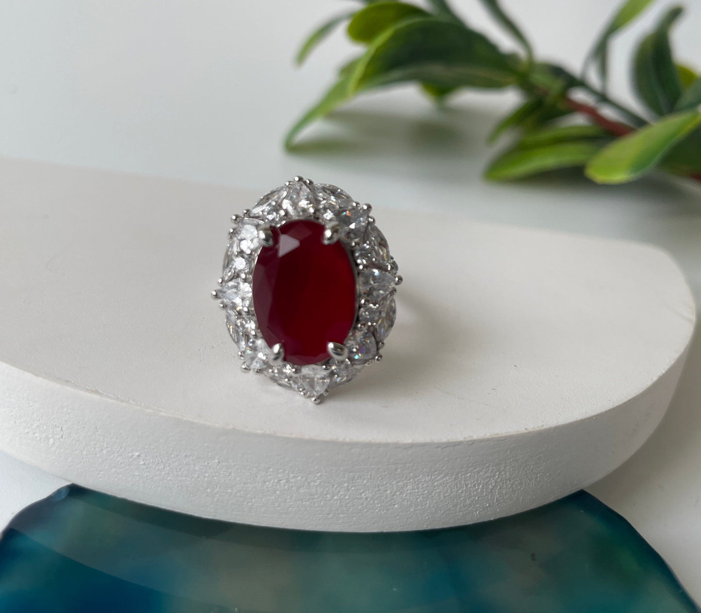 Chunky Colored Stone Zircon Ring