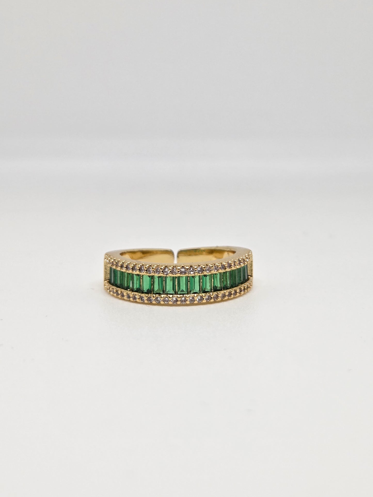 Gold Finish Zircon and Baguette Stone Ring
