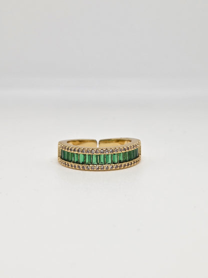 Gold Finish Zircon and Baguette Stone Ring