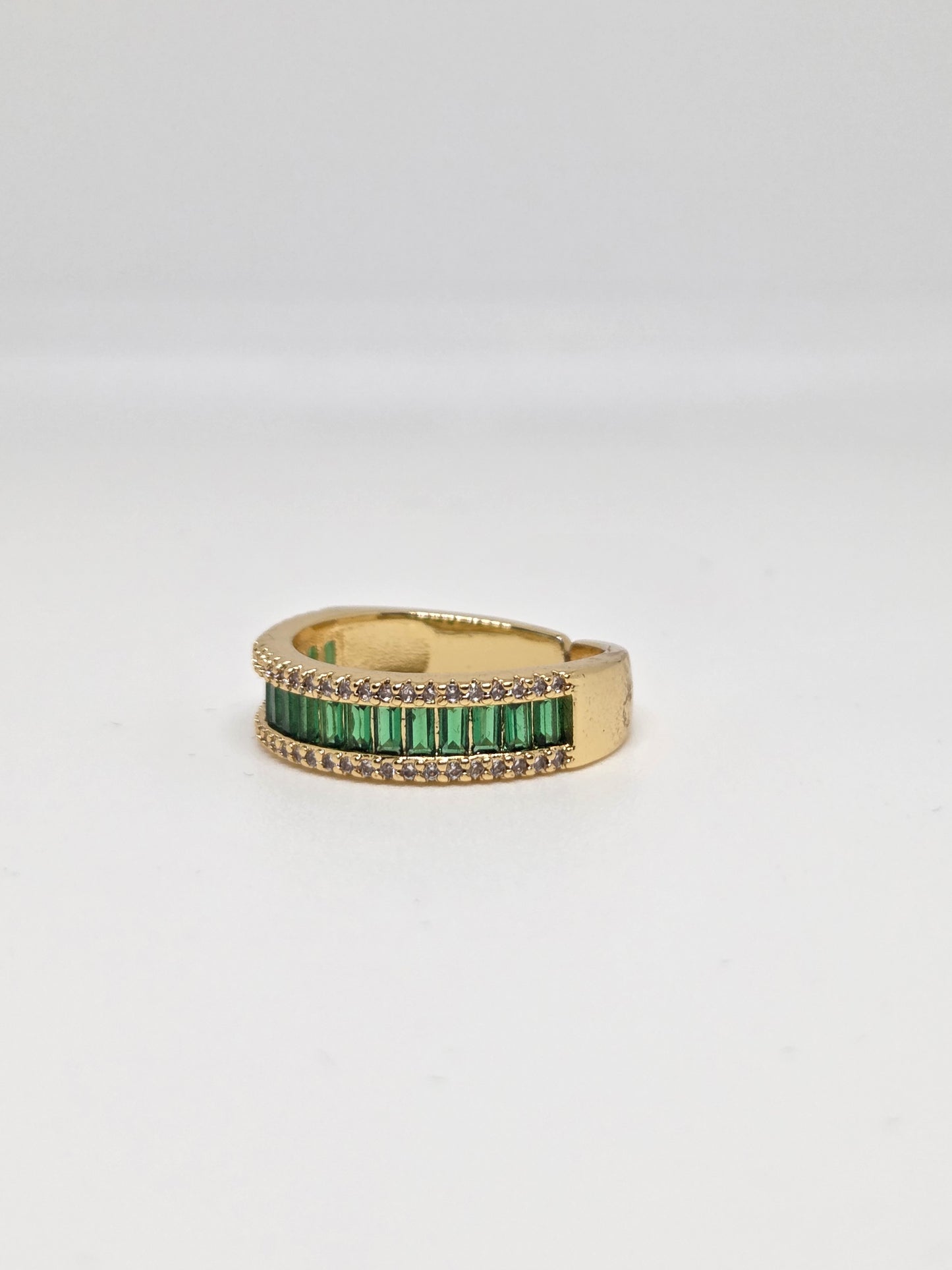 Gold Finish Zircon and Baguette Stone Ring