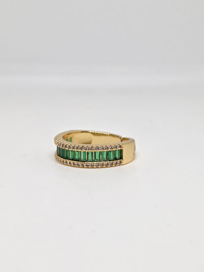 Gold Finish Zircon and Baguette Stone Ring