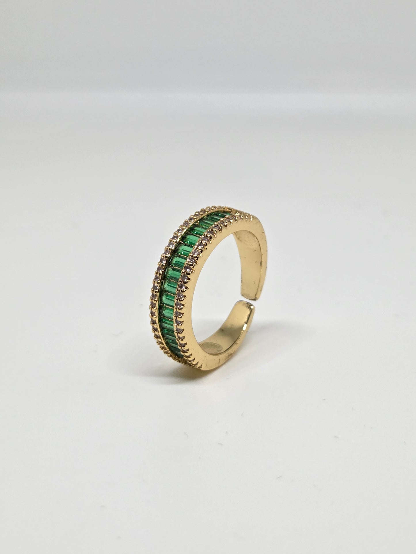 Gold Finish Zircon and Baguette Stone Ring