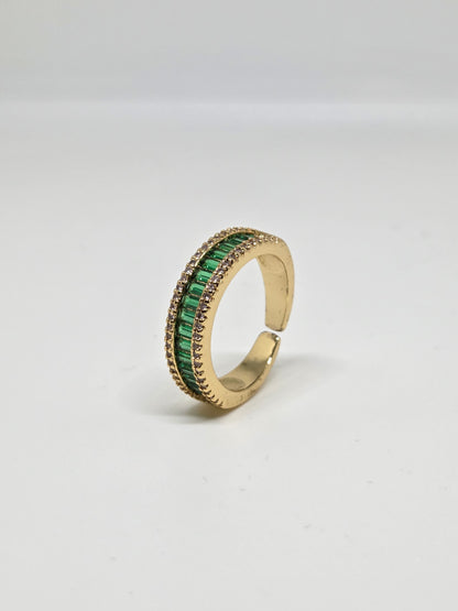 Gold Finish Zircon and Baguette Stone Ring