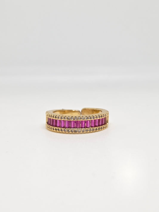 Gold Finish Zircon and Baguette Stone Ring