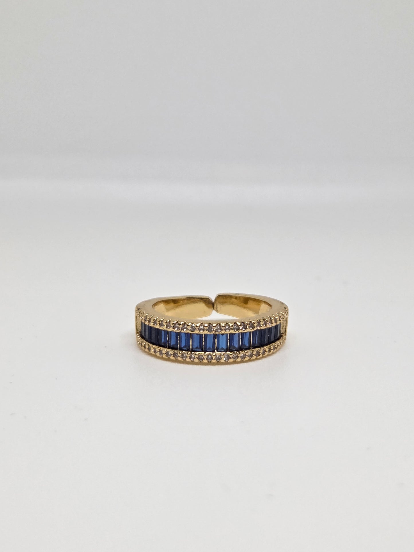Gold Finish Zircon and Baguette Stone Ring