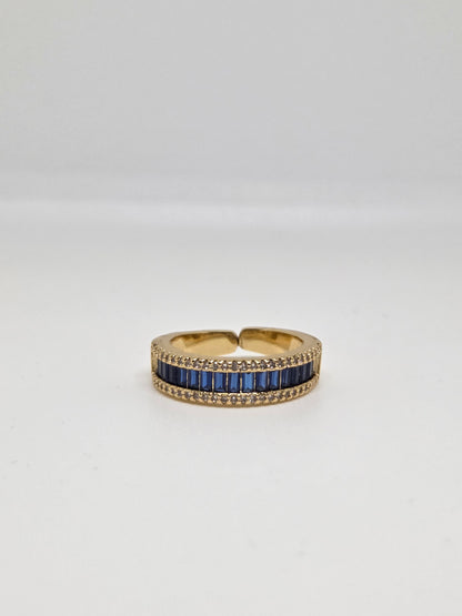 Gold Finish Zircon and Baguette Stone Ring