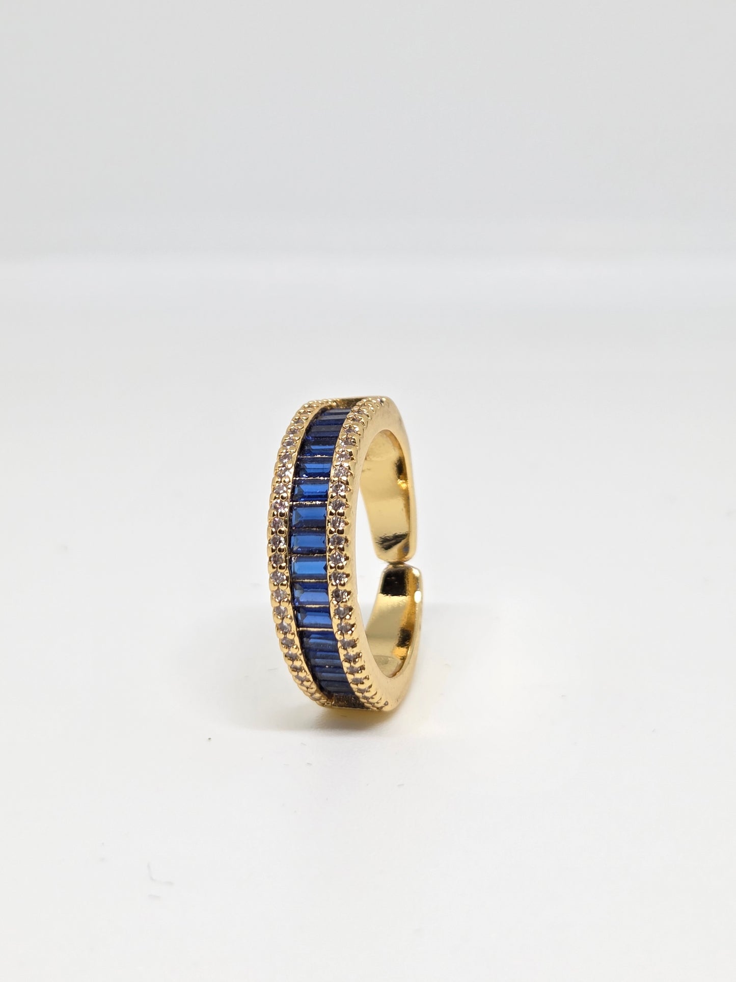 Gold Finish Zircon and Baguette Stone Ring