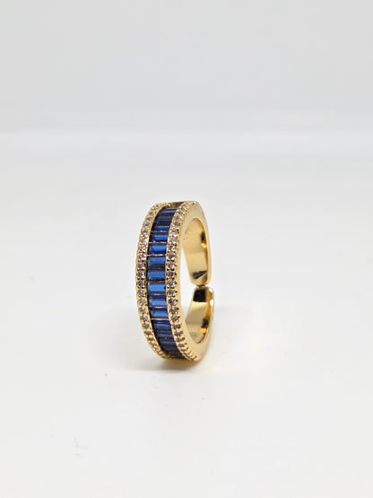 Gold Finish Zircon and Baguette Stone Ring
