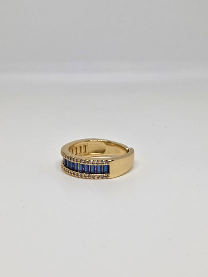 Gold Finish Zircon and Baguette Stone Ring