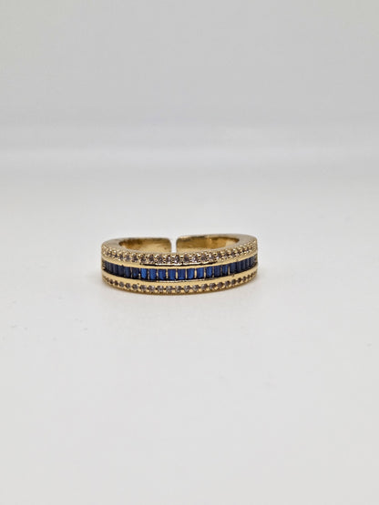 Gold Finish Zircon Studded Ring with Baguette Stones