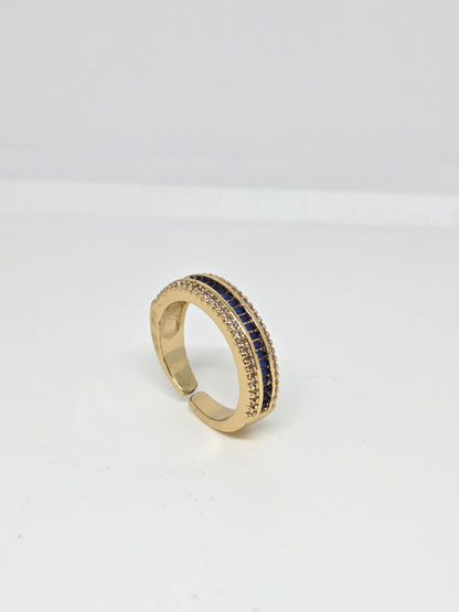 Gold Finish Zircon Studded Ring with Baguette Stones