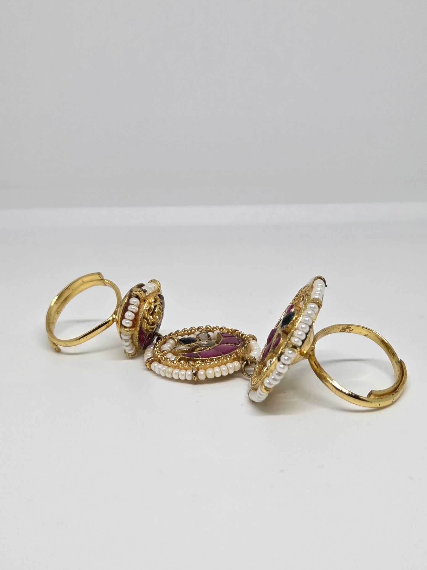 Semi Precious Stone Studded Kundan Layered Ring