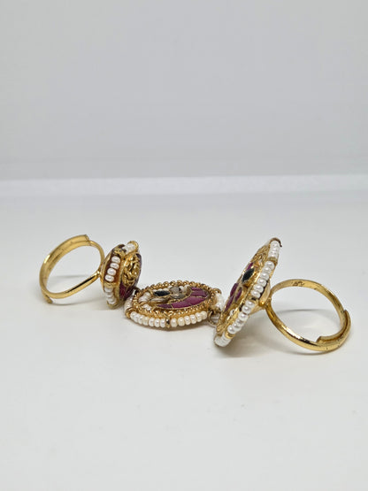 Semi Precious Stone Studded Kundan Layered Ring