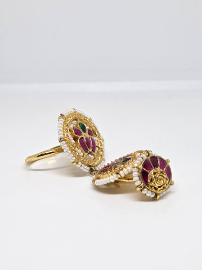 Semi Precious Stone Studded Kundan Layered Ring