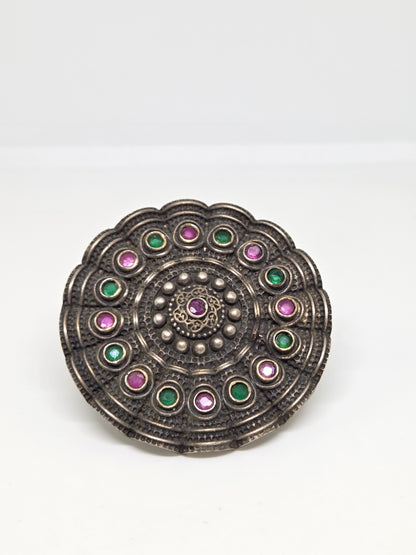 Oxidised Studded Zircon Ring