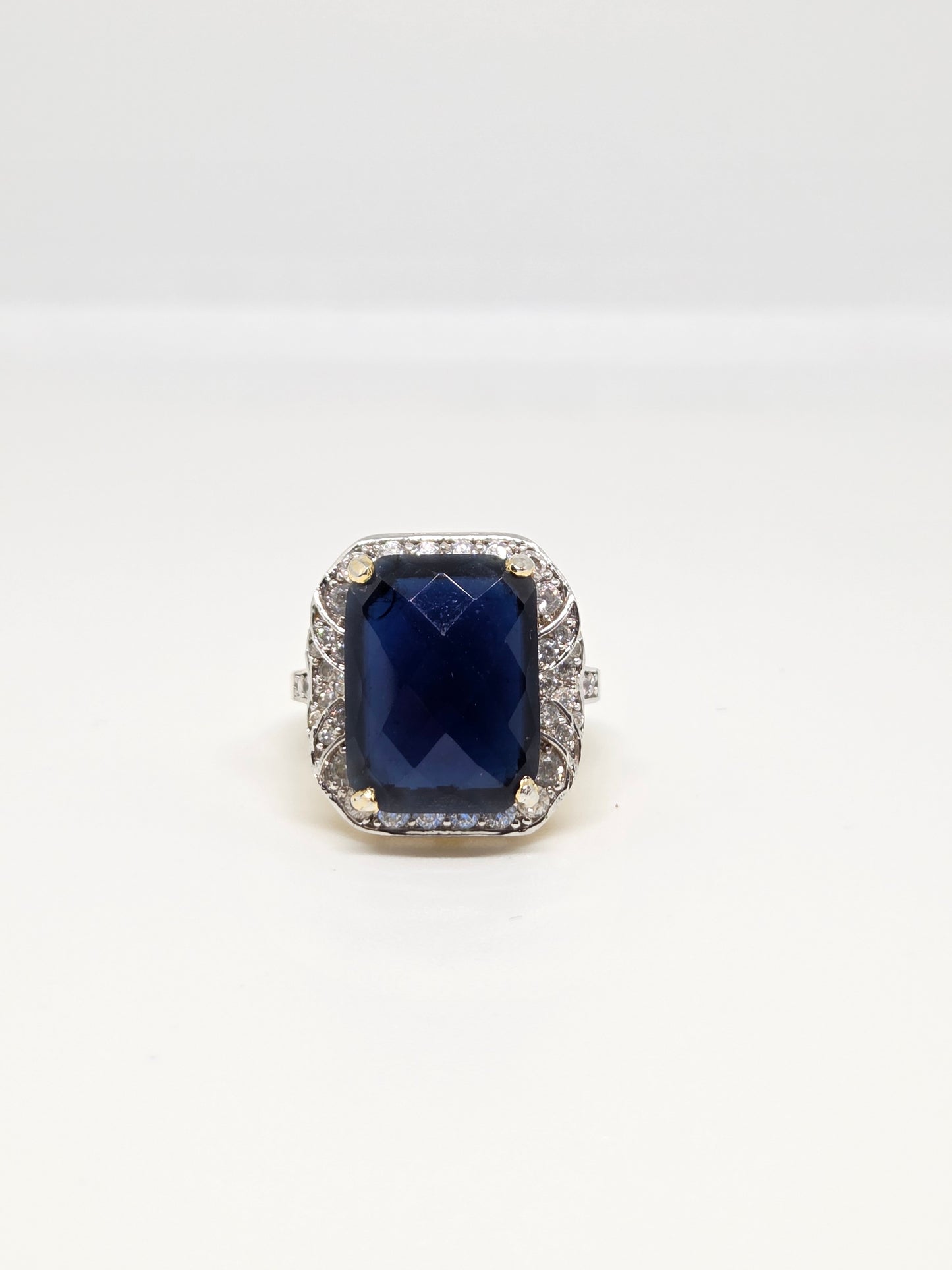 Faceted Faux Blue Zircon Ring