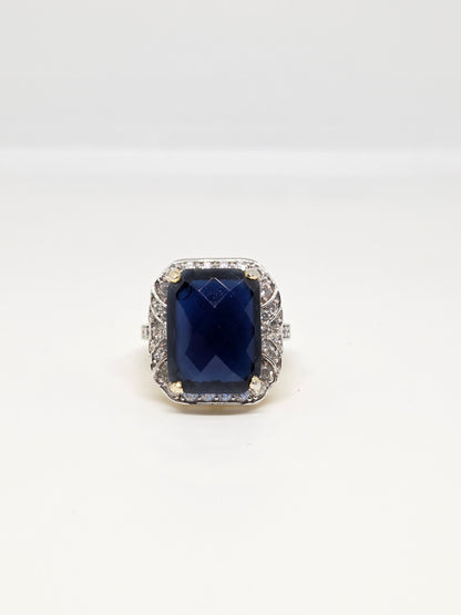 Faceted Faux Blue Zircon Ring