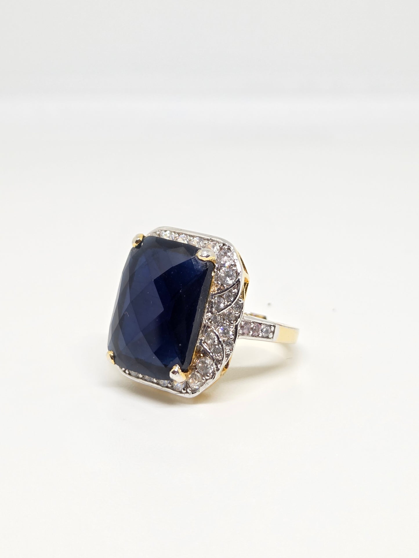 Faceted Faux Blue Zircon Ring
