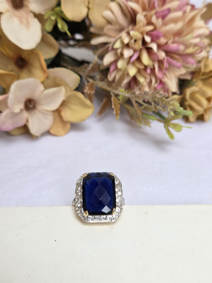 Faceted Faux Blue Zircon Ring