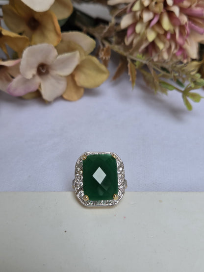 Faceted Faux Green Zircon Ring