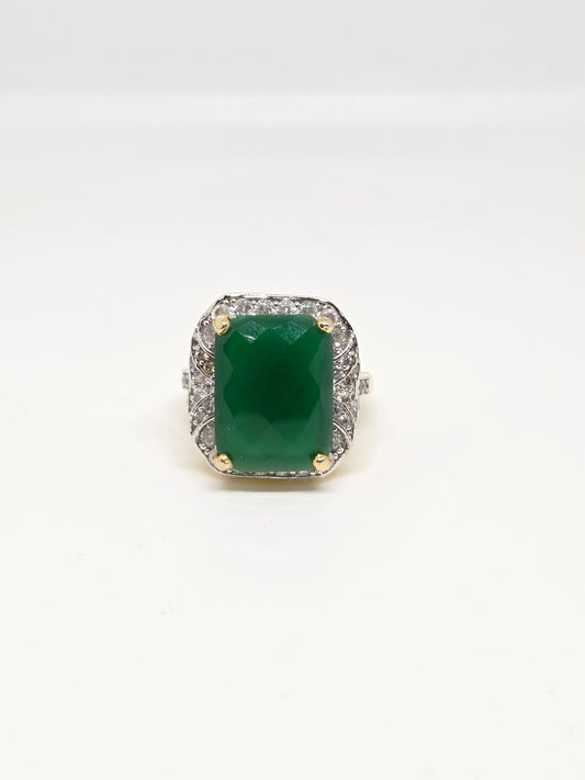 Faceted Faux Green Zircon Ring