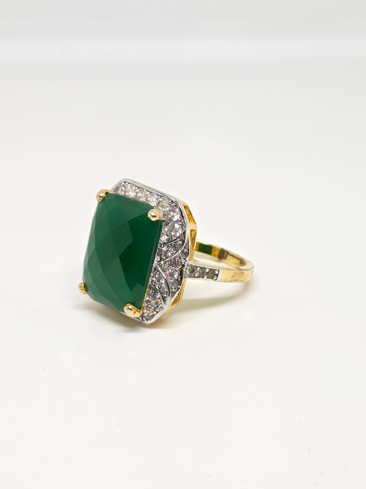 Faceted Faux Green Zircon Ring