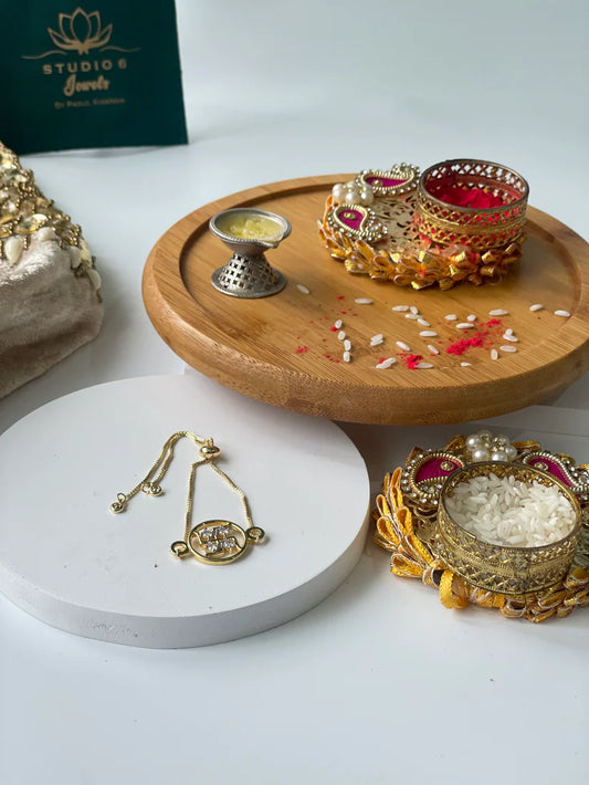 Gold Plated Swastik Bracelet