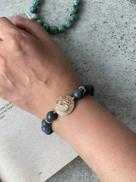 Beaded Om Bracelet with Zircon