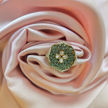 Emerald Bloom Studded Ring