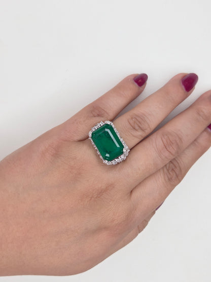 Emerald Cut Green Gemstone Statement Ring  Description: