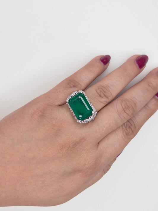 Emerald Cut Green Gemstone Statement Ring  Description: